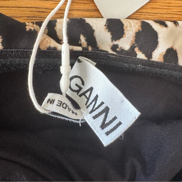 NWT Ganni Size 40 US 8 Savannah Leopard Swimsuit One Piece Removable Pads Ruched - Picture 7 of 10